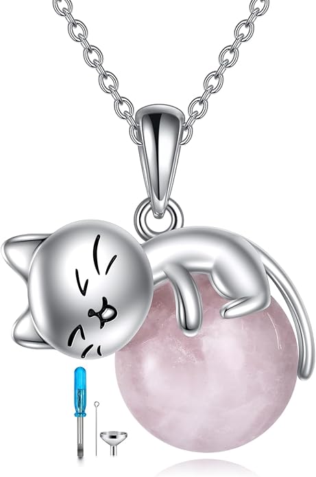 Cat Necklace Sterling Silver Cat Zircon Pendant Gothic Jewelry for Women Animal Lovers Gifts