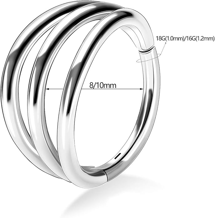 316L Surgical Steel Septum Clicker Ring Nose Ring Hoop Sleeper Hoop Earring Helix Rook Conch Cartilage Daith Tragus Earrings Lobe Nose Piercing Jewelry for Women