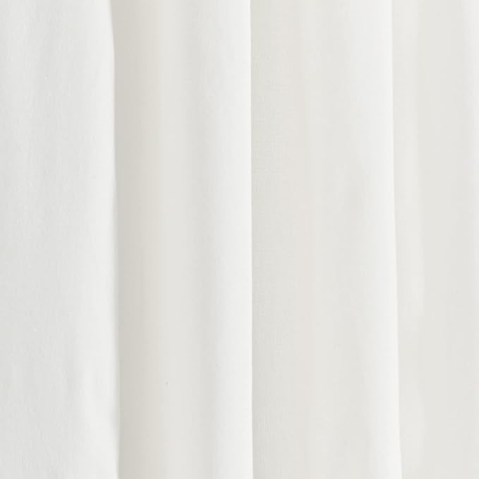Lush Decor Coastal Chic Scalloped Edge Light Filtering Window Curtain Panels Pair, 52" W x 84" L, Navy & White - White Curtains for Living Room - Coastal Decor