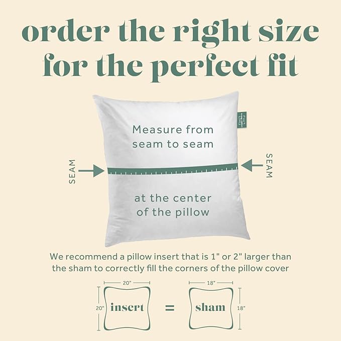 ComfyDown 20x20 Throw Pillow Insert, Down & Feather Fill, 100% Cotton Cover, Made in USA – Premium Soft Decorative Pillow Form Sham Stuffer for Bed, Sofa & Couch