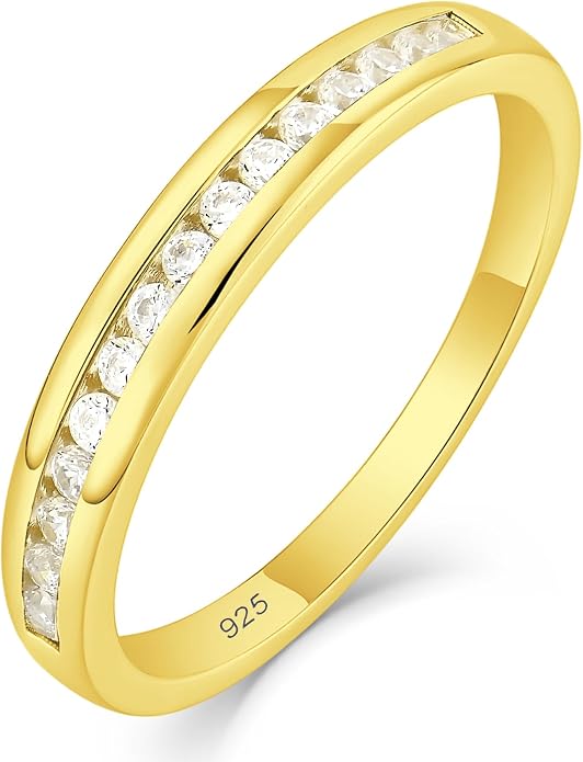 YL Stackable Rings 925 Sterling Silver Halo Birthstone Eternity Bands Jewelry for Women