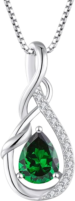 STARCHENIE Infinity Teardrop Pendant Necklace for Women 925 Sterling Silver Birthstone Jewelry