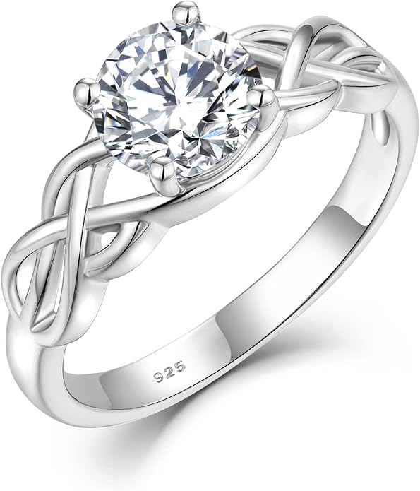 STARCHENIE Celtic Knot Promise Ring for Women 925 Sterling Silver Engagement Wedding Band with Birthstone (Size 5-10)