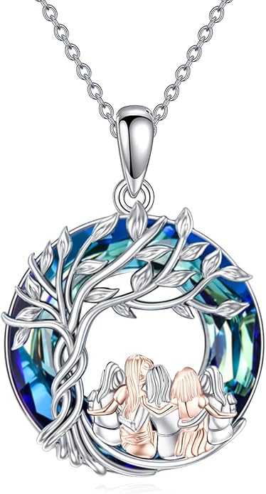 Sisters Necklace Sterling Silver Always My Sister Forever My Friend Jewelry Tree of Life Palm Trees Necklace for Women Female Friendship Jewelry