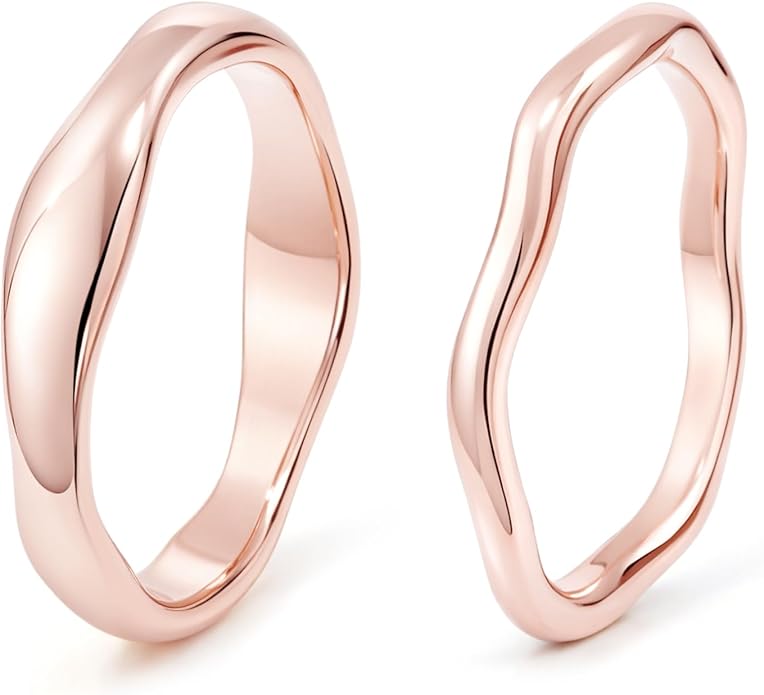 Gold Rings for Women Men Non Tarnish, Waterproof Chunky 14K Gold Plated Dainty Stackable Rings Trendy Statement Pinky Thumb Rings Engagement Eternity Wedding Band Ring Stacking Gold Jewelry Size 3 4 5 6 7 8 9 10 11