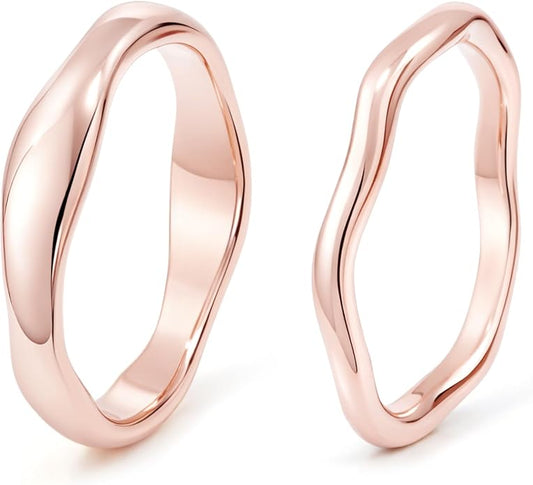 Gold Rings for Women Men Non Tarnish, Waterproof Chunky 14K Gold Plated Dainty Stackable Rings Trendy Statement Pinky Thumb Rings Engagement Eternity Wedding Band Ring Stacking Gold Jewelry Size 3 4 5 6 7 8 9 10 11