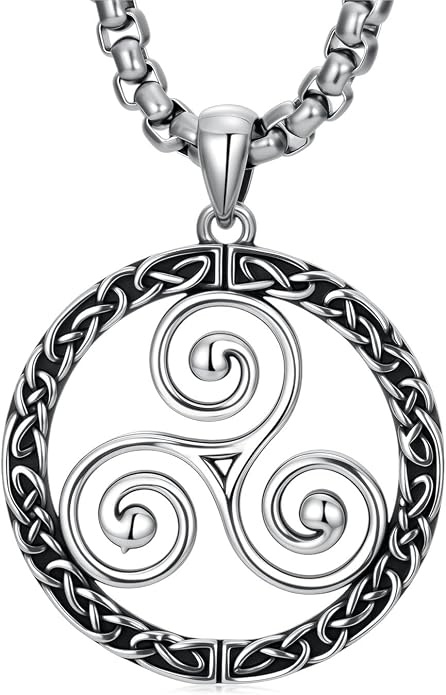 Celtic Necklace for men Sterling Silver Celtic Knot Triquetra Triangle Trinity Necklace Gift for Men