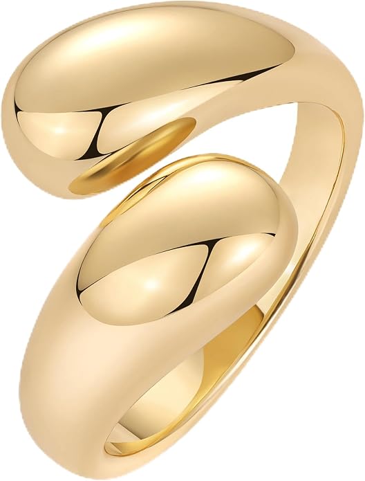 PAVOI 14K Gold Plated Chunky Open Twist Stackable Rings for Women | Bold Crossover Statement Ring Band