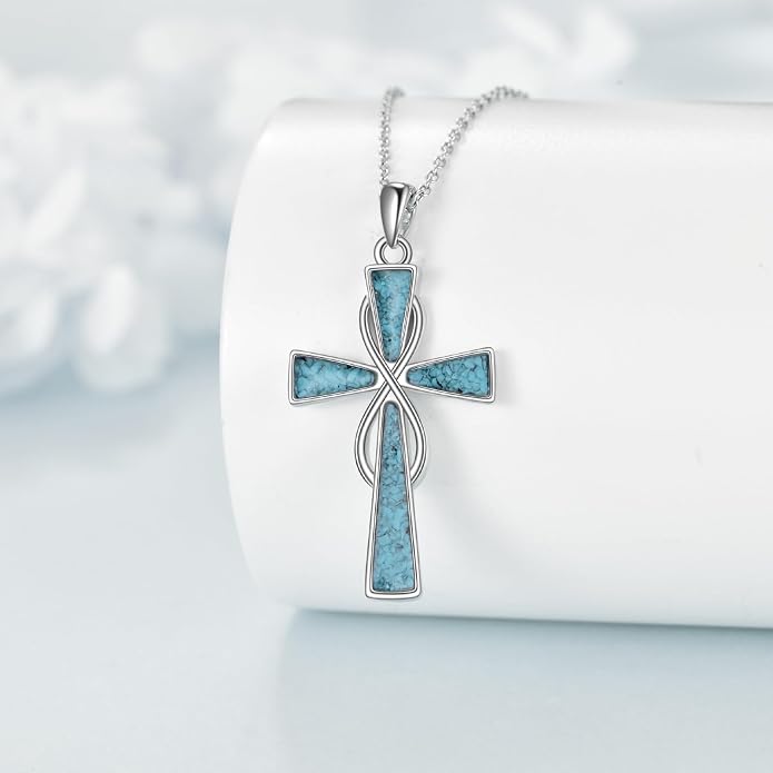 Cross Necklace 925 Sterling Silver Cross Faith Pendant Christian Jewelry Gifts for Women Men