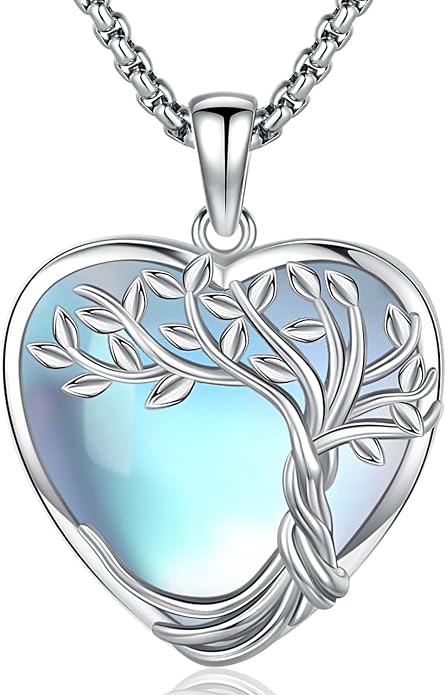 Aniu Tree of Life Necklace for Women, 925 Sterling Silver Mother of Pearl Family Palm Tree Charm Pendant Jewelry for Birthday Christmas Gift
