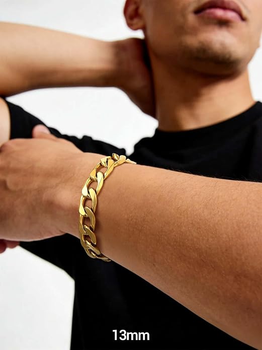 PROSTEEL Silver/Gold/Black Bracelets for Men Figaro Cuban Link, 6mm-13mm Width, 7.5"/8.3"/9" Length, Stainless Steel Mens Bracelet Jewelry with Gift Box