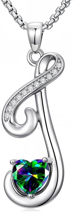 Birthday Gifts for Women Alphabet A to Z Initial Birthstone Pendant Necklaces for Women - 18k White Gold Plated Personalized Name Jewelry Anniversary Graduation Gifts for Wife Her Daughter Girlfriend(with Gift Box)