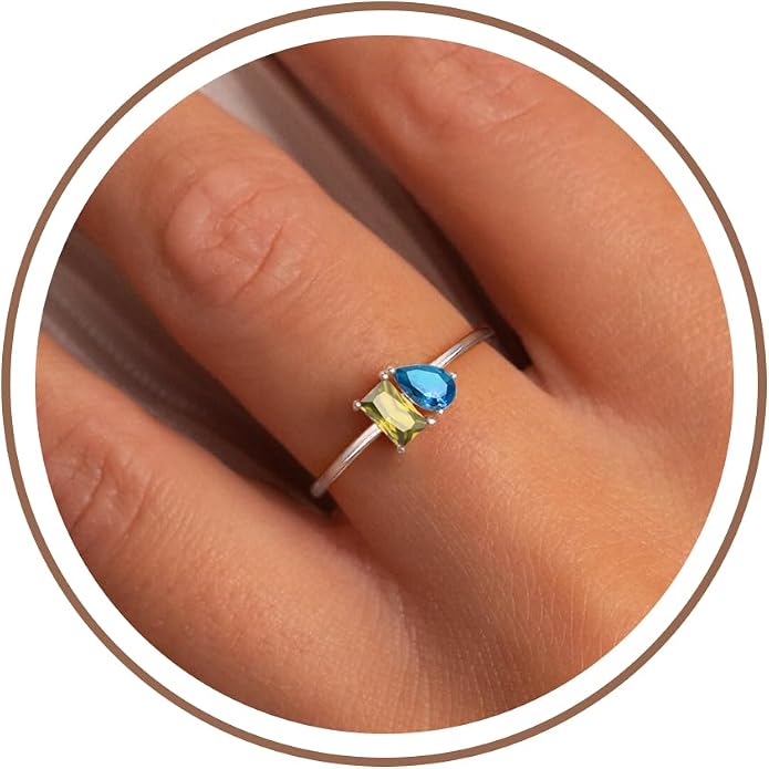 Birthstone Rings for Women, Non Tarnish Gold Rings 2026 Graduation Gifts Birthday Gift Trendy Teen Girl Stuff Dainty 14K Plated Adjustable CZ Stacking Promise Ring Anniversary Jewelry for Friend Sister Girlfriend Daughter
