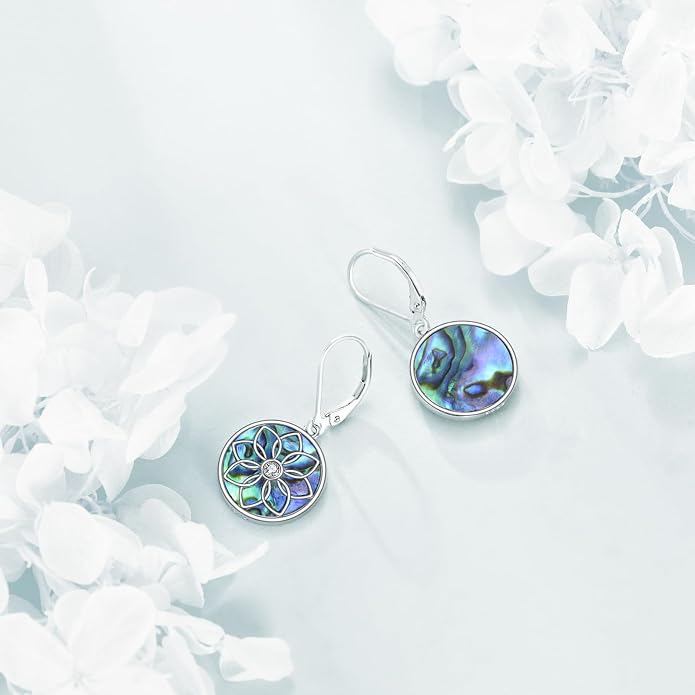 TIGER RIDER Abalone Shell 925 Sterling Silver Dangle Earrings Lightweight Filigree Dangle Drop Earrings for Women
