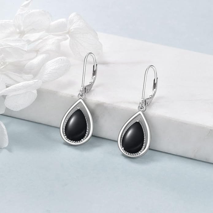 VONALA Dangle Earrings 925 Sterling Silver Opal Larimar Lapis Sapphire Turquoise Moss Agate Crystal Dangling Earrings Jewelry Gift for Women
