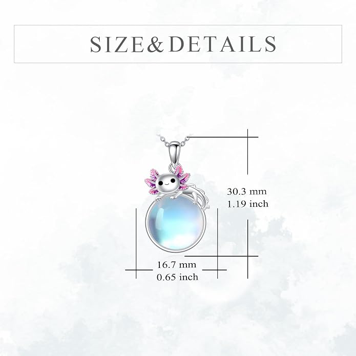 Birthstone Axolotl Necklace Sterling Silver Axolotl Pendant Cubic Zirconia Jewelry Birthday Gifts for Women Men