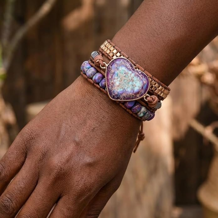 YGLINE Natural Stone Bracelet 3 Wraps Bracelet Handmade Boho Bracelet for Women Bracelet