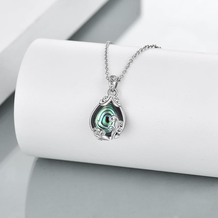 POPLYKE Sterling Silver Gemstone Teardrop Pendant Necklace Crystal Jewelry for Women