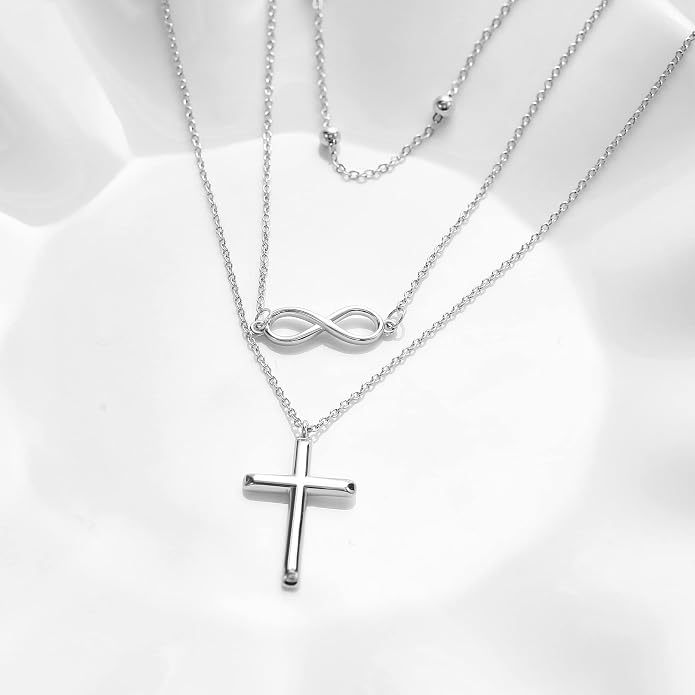 MONGAS Boho Layered Necklace Sterling Silver Triple 3 Stacked Vertical Bar Triangle Long Layering Necklaces Christmas Jewelry Gifts for Women