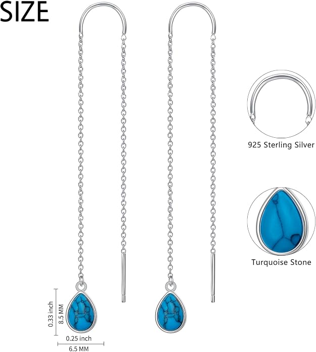 Teardrop Earrings Threader Earrings 925 Sterling Silver Droplet Jewelry Drop Dangle Long Charm Earrings for Women Girls Birthday Gifts