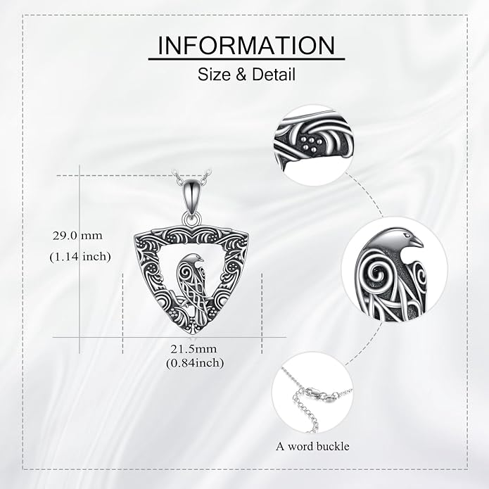 URONE Men Viking Pendant Necklace Sterling Silver Norse Viking Jewelry