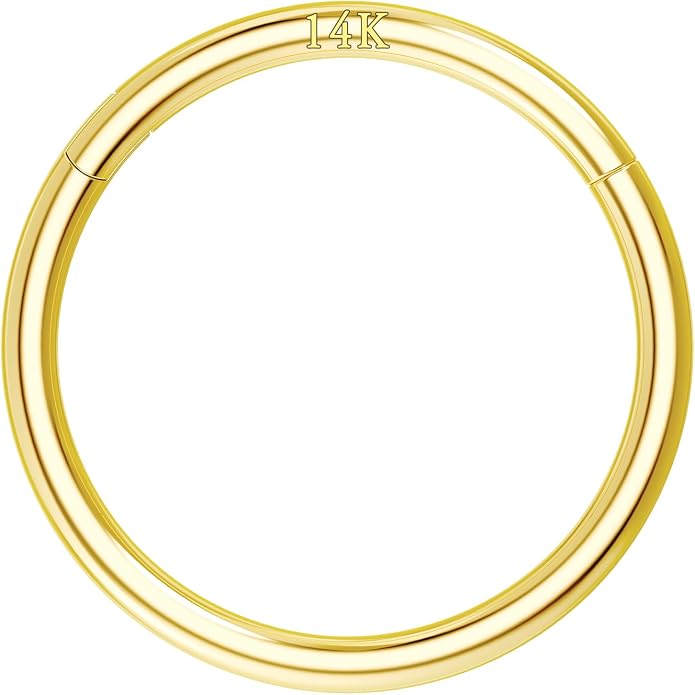 COCHARM 14K Solid Gold 18g/16g Nose Rings 16G Septum Rings Yellow Gold Tragus Helix Cartilage Conch Earring Hoops 18 Gauge Piercing Hoop