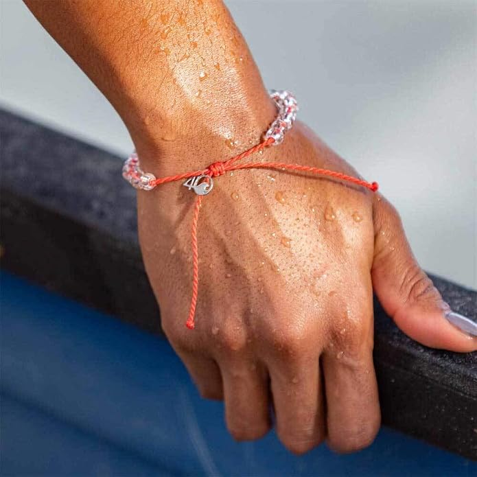 4ocean Beaded Bracelet - Removes 1 Pound of Ocean Plastic - Handcrafted, Adjustable Unisex Recycled-Jewelry - Supports Marine Life Conservation Through Ocean Plastic Removal