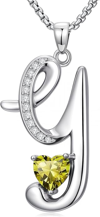 Birthday Gifts for Women Alphabet A to Z Initial Birthstone Pendant Necklaces for Women - 18k White Gold Plated Personalized Name Jewelry Anniversary Graduation Gifts for Wife Her Daughter Girlfriend(with Gift Box)