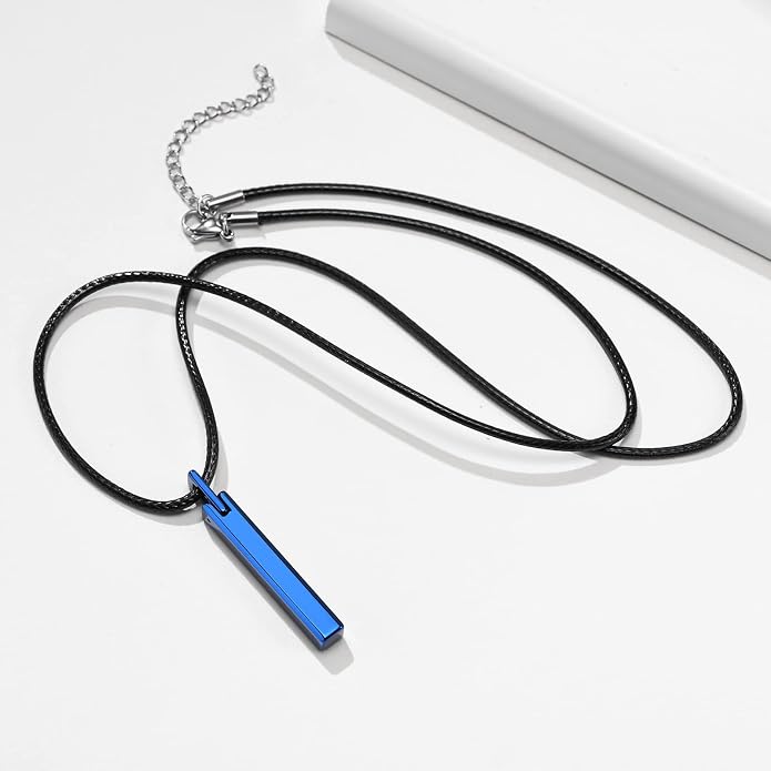 VNOX Personalized Bar Necklace Vertical - Customized Necklace Stainless 3D Pendant Custom Name Engravable Necklace Gift for Women Men