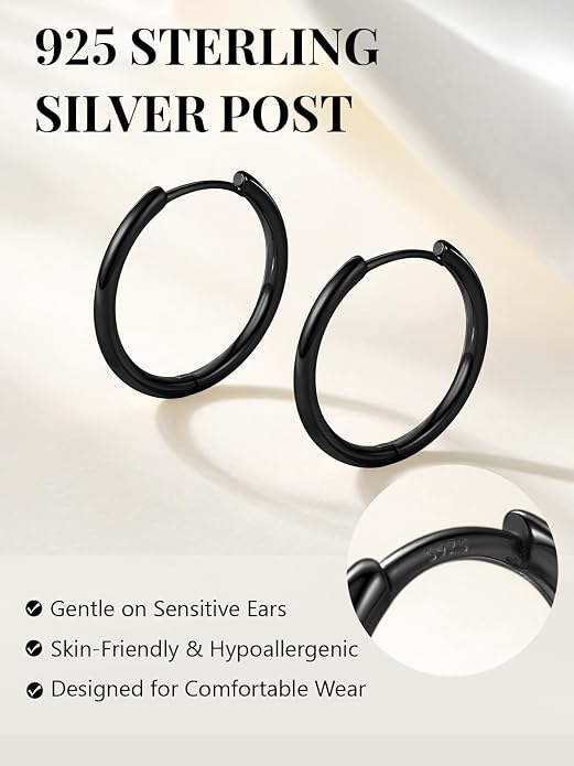 Silvora 14K Gold Plated Huggie Hoop Earrings for Women, Small Sterling Silver Hoops, Hypoallergenic Cartilage Earrings for Sensitive Ears 8/10/12/14/16/18/20MM