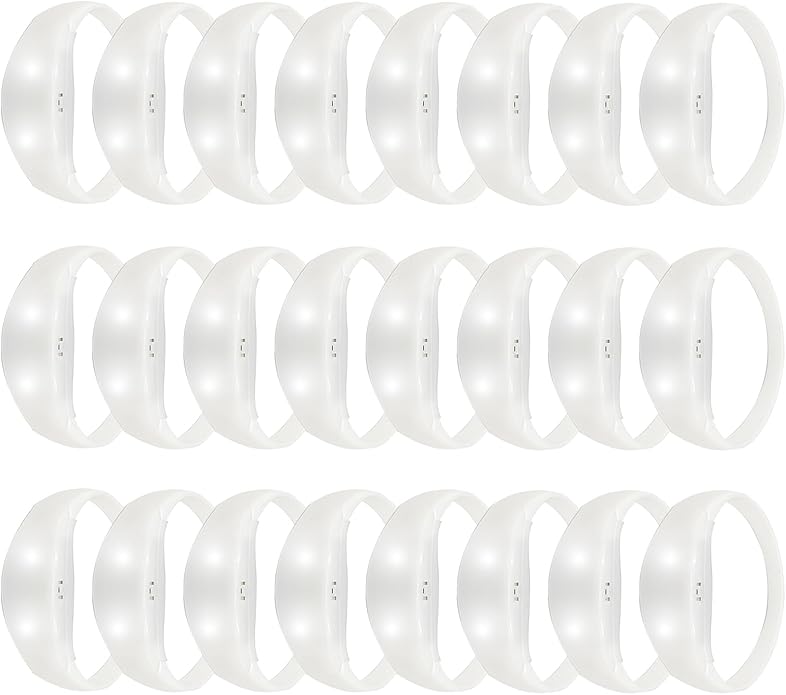 24 Pcs Sound Activated LED Glow Bracelets Light Up Bracelets for Adults Glow in the Dark Bracelets Neon Supplies for Concert