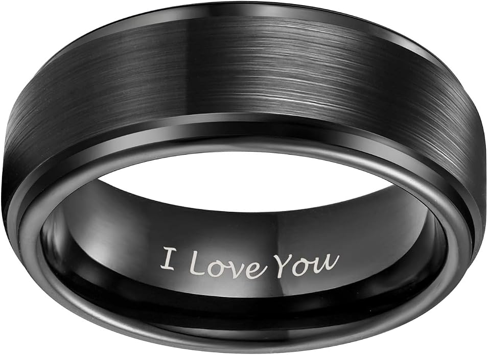 TRUMIUM 4mm 6mm 8mm Tungsten Rings for Men Women Silver Blue Rose Gold Plated Black Tungsten Wedding Band Matte Brushed Finish Comfort Fit Size 4-15