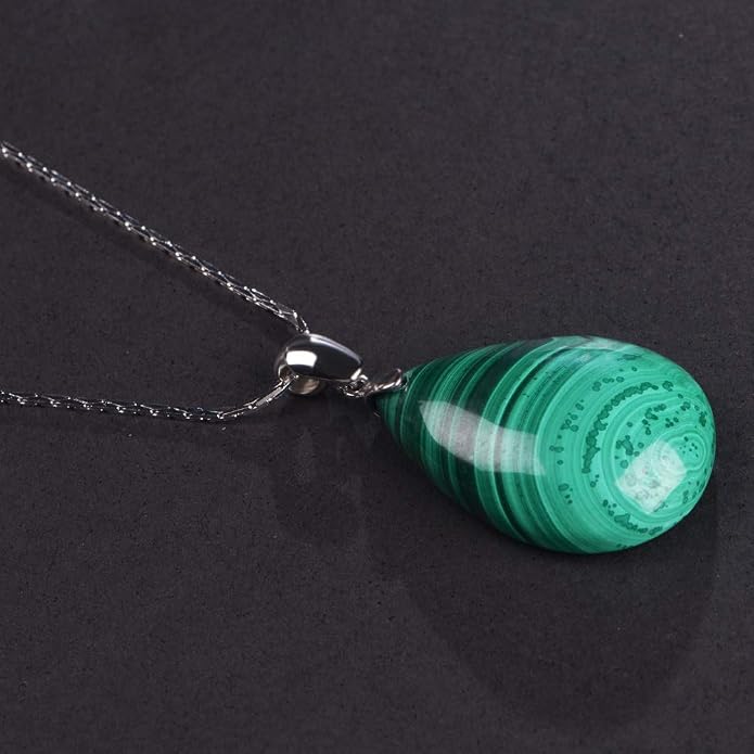 iSTONE 925 Sterling Silver Natural Crytral for Womens Pendant Necklace, Gemstone Birthstone with 17.8" Silver Chain Ladies