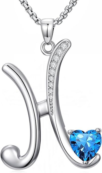 Birthday Gifts for Women Alphabet A to Z Initial Birthstone Pendant Necklaces for Women - 18k White Gold Plated Personalized Name Jewelry Anniversary Graduation Gifts for Wife Her Daughter Girlfriend(with Gift Box)