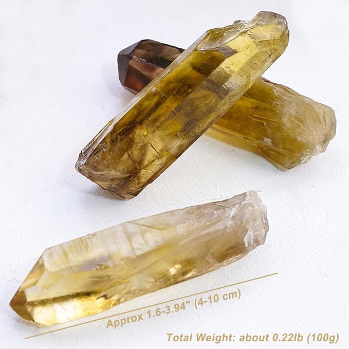 Erliway 0.22 lbs Smoky Citrine Quartz Crystals Bulk, 1.6-3.94" Raw Citrine Crystal Wands, Irregular Shape Rough Quartz Crystal Points for Meditation Yoga Reiki Balancing Wire Wrapping