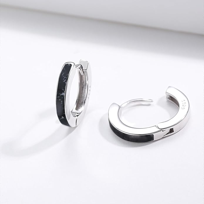 CUOKA MIRACLE 925 Sterling Silver Opal Hoop Earrings for Women - Opal Hinged Huggie Hoops, Hypoallergenic Small Hoop Earrings for Sensitive Ears, Dainty Everyday Jewelry Birthday Christmas Gift