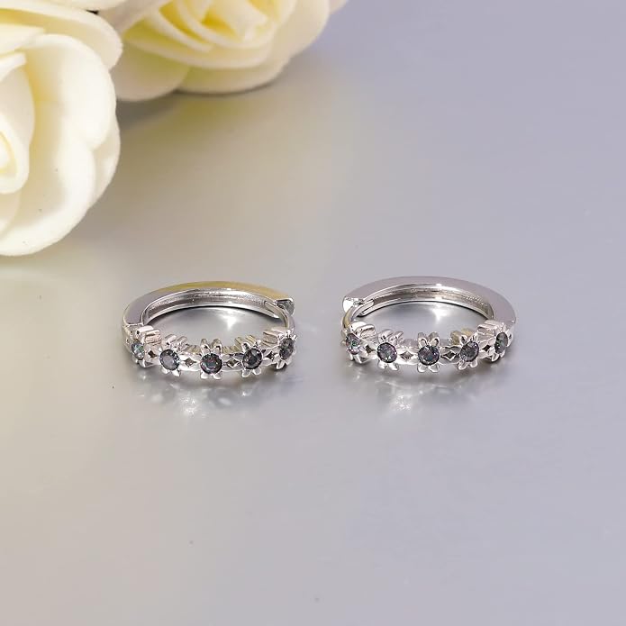 CiNily Small Hoop Earrings for Women Girls Flower Cubic Zirconia Huggie Earrings Hypoallergenic 14K Yellow Gold Plated Cartilage Earrings