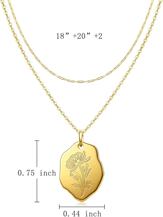 Layered Necklaces for Women S925 Sterling Silver 14k Gold Plated Cross Jesus Tulip Birth Month Flower Necklace Pendant Jewelry Mothers Day Birthday Gifts