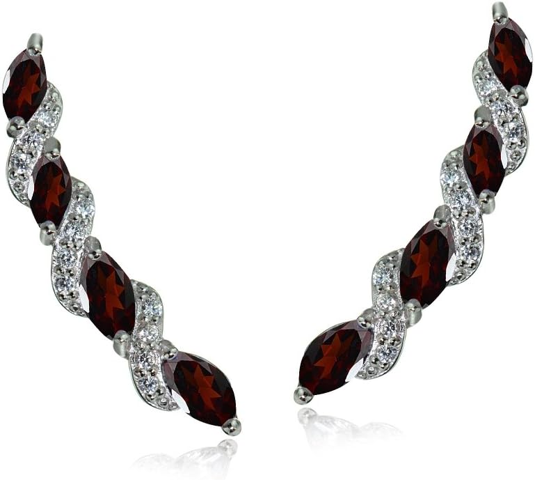 Twist Sterling Silver Ear Climbers & Crawlers - Birthstone & Synthetic Gemstone Earrings for Women