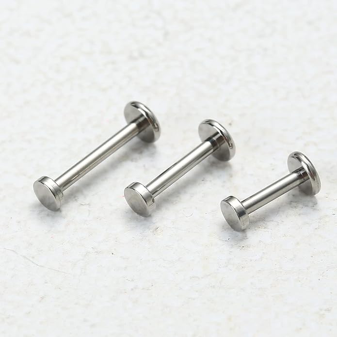 3pcs 16G 6mm 8mm 10mm G23 Titanium Internally Threaded 3mm Heart/Star/Cross/Moon/Lightning/Round Labret Monroe Lip Tragus Cartilage Earring Ring Stud Piercing Jewelry