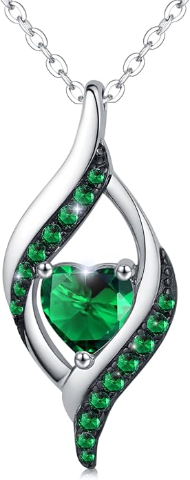 KiiKii Birthday Gifts for Women Birthstone Necklace Platinum Plated 925 Sterling Silver Forever Love Heart Pendant Meaningful Jewelry Gifts for Wife Mom