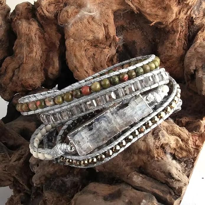 Women Wrap Bracelets Boho Natural Stone Jasper Turquoises Strand Bracelet Jewelry Collection
