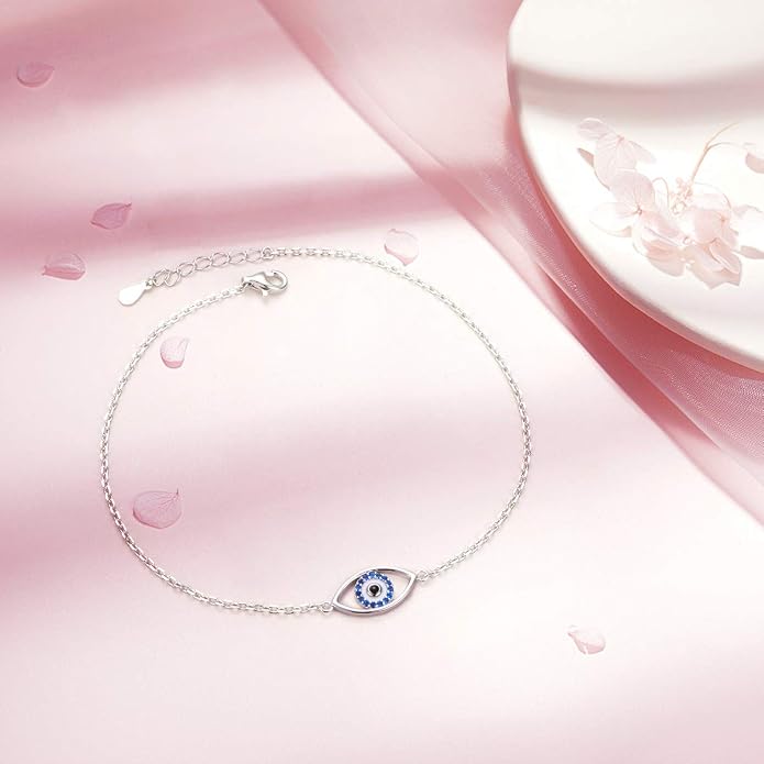 Alphm Anklet for Women S925 Sterling Silver Adjustable Foot Evil Eye Starfish Heart Bead Butterfly Celtic Knot Cross Multilayer Layered Ankle Bracelet Jewelry