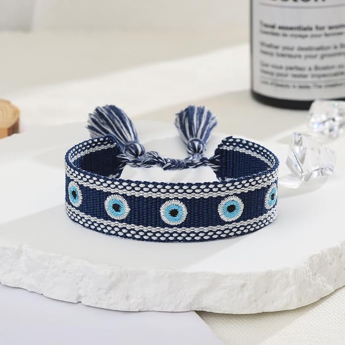 Evil Eye Woven Lover Friendship Bracelets Handmade Adjustable Tassel Friend Gift for Women An Elegant Talisman of Protection and Good Fortune