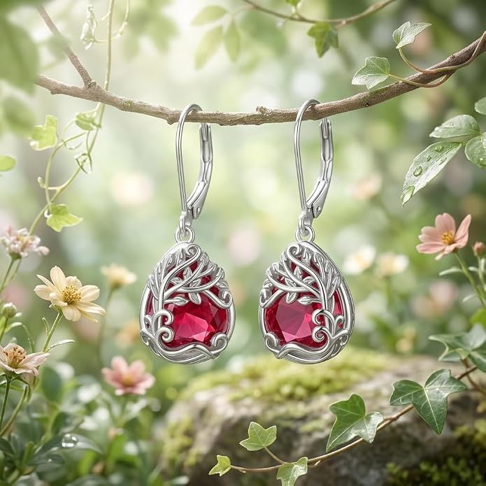 Teardrop Tree of Life/Filigree Earrings for Women Dangle Leverback Earrings Jewelry Gift Anniversary For Her