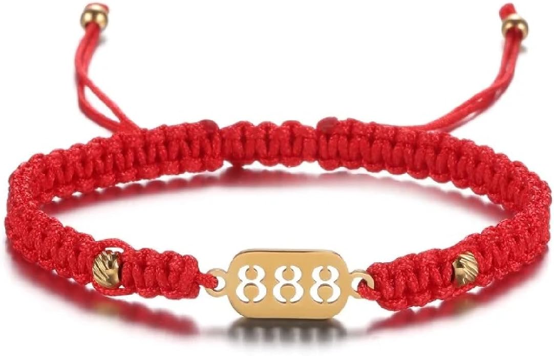 Buddha & Karma Red String Bracelet 888 - Adjustable Ankle Bracelet for Adult Women & Men - Woven Bracelet for Protection & Luck