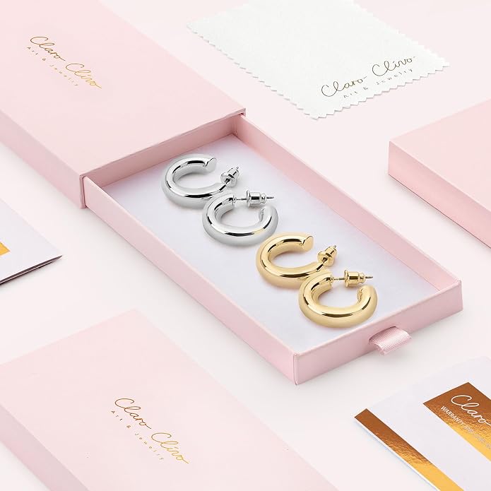14K Gold-Plated, Lightweight, Open Hoop Earrings For Women