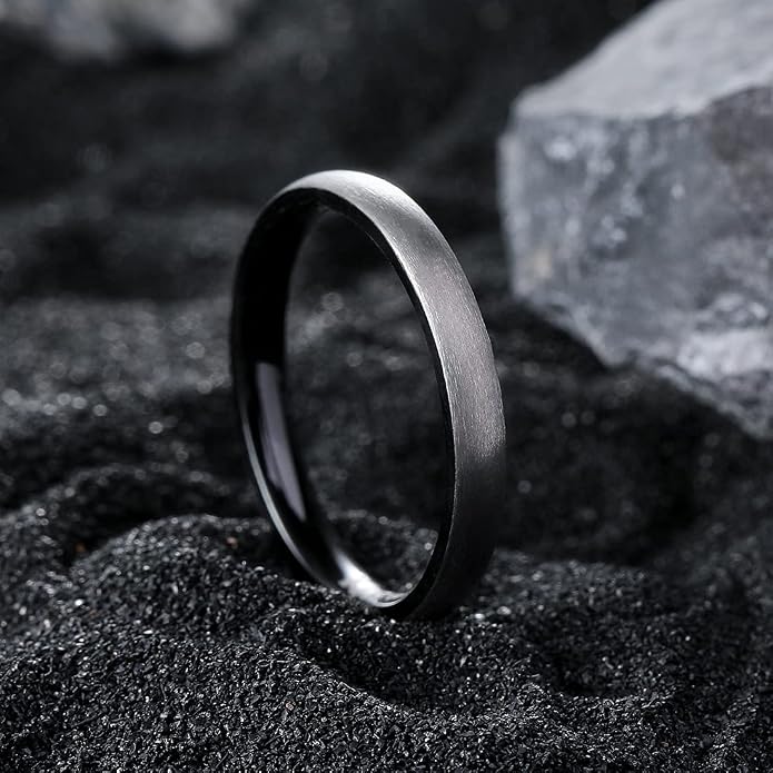 King Will Titanium Wedding Band for Men Women-Sliver/Black/Gold Plated Pure Titanium Wedding Ring, 3-9mm Widths Available Brushed Matte Design Comfort Fit Size 4-16