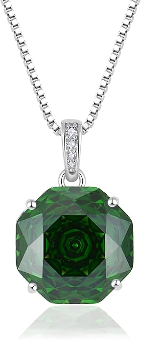 YIFISIY Rose Necklaces for Women, 925 Sterling Silver Rose cut Birthstone Pendant Octagonal Flower Jewelry Gifts for Her