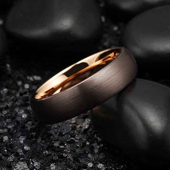 King Will Wedding Band for Men Women, 2/4/6/7/8mm Domed Matte Brushed Tungsten Carbide Rings, Solid/Dual Color Engagement Rings, Comfort Fit